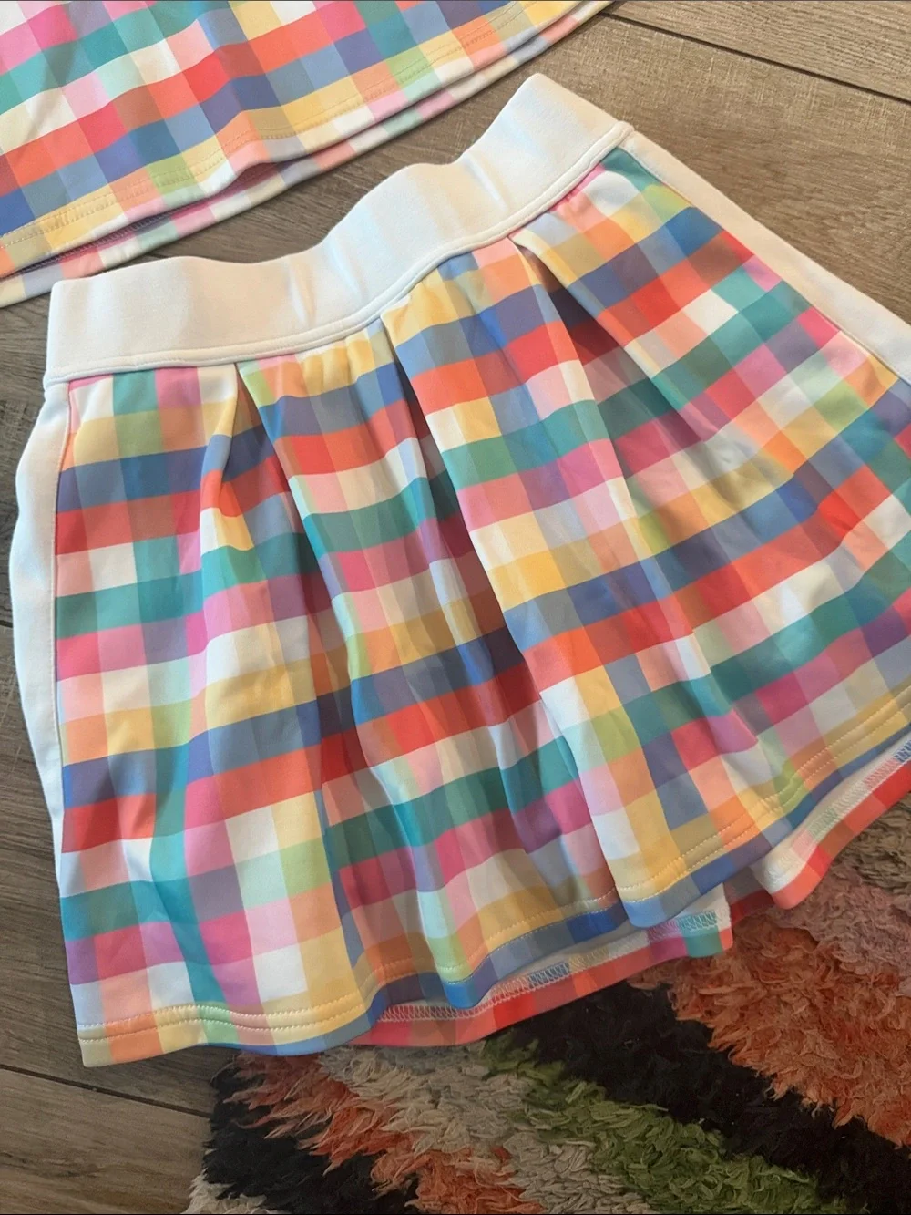 Women’s Pastel Plaid active Skirt Set - Multicolor
